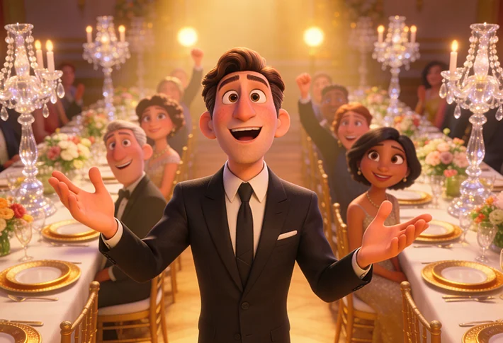 Best man speech in Pixar 3D style